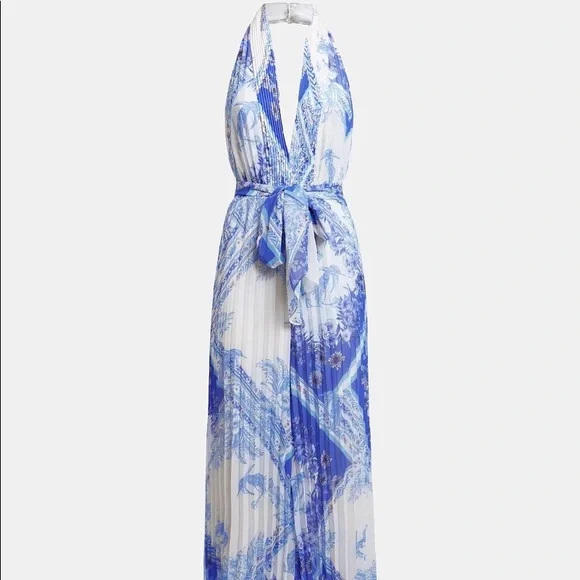 New Guess Marciano Forever Pleated Halter Sleeveless Wide Leg Jumpsuit M 6 - Picture 6 of 6